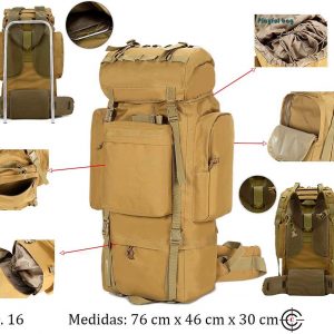 COD-16 MOCHILA ACAMPAR 100 LITROS CON VARILLAS