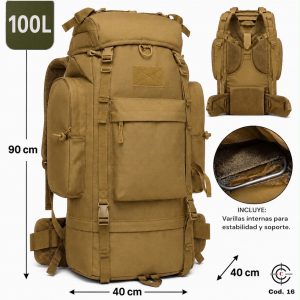 COD-16 MOCHILA ACAMPAR 100 LITROS CON VARILLAS