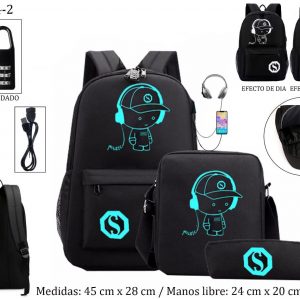 COD-164-2 MOCHILA TRIO IMAGEN REFLECTIVA